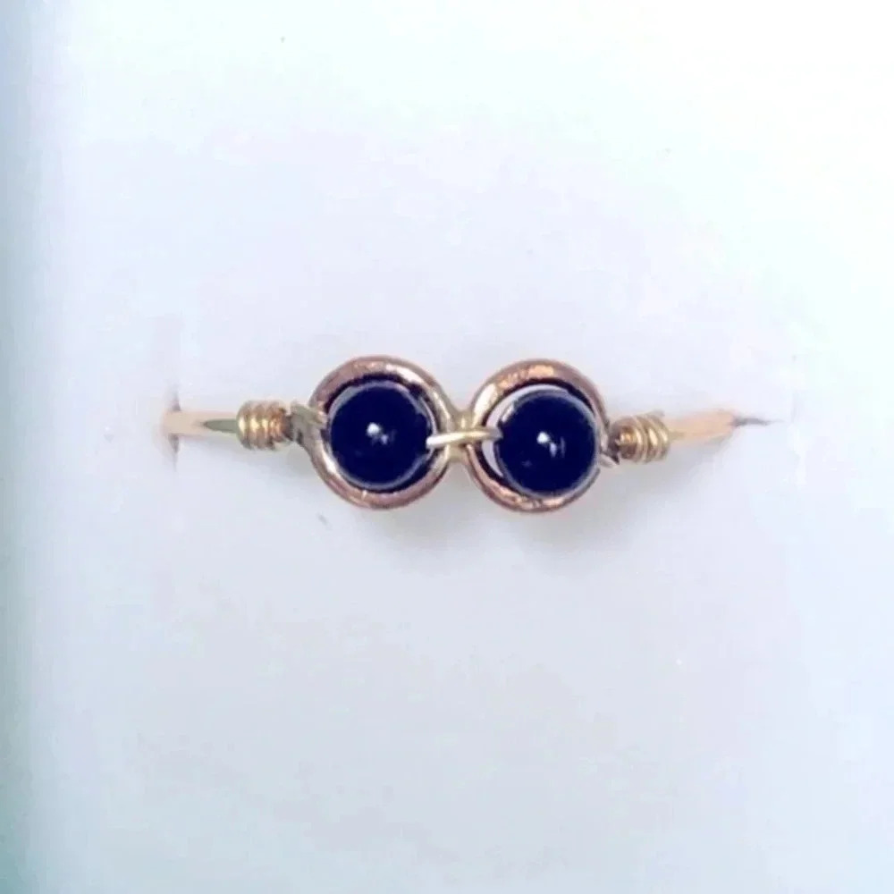 Sz 6 Bead Black Onyx 10k Gold Filled Ring Handmade